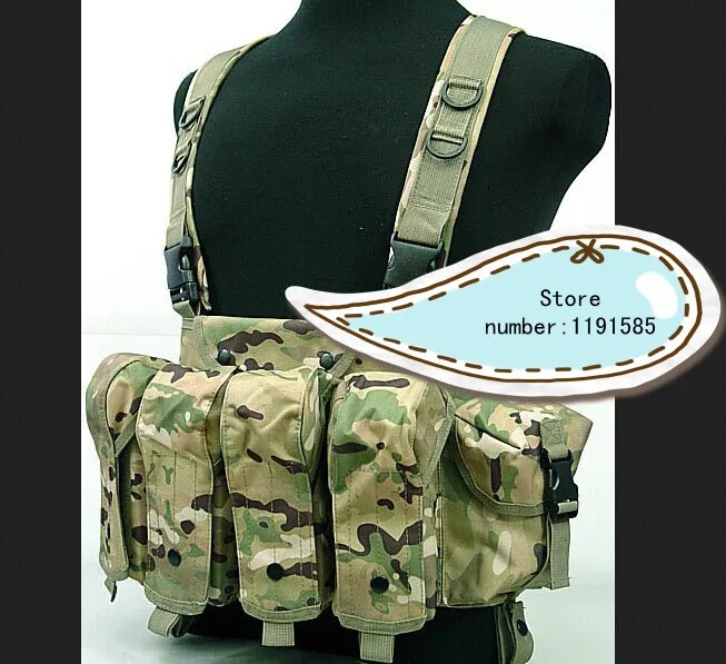 

Outdoor tactical ride AK multi-pocket magazine chest rig carry cs vest CP Multi Camo