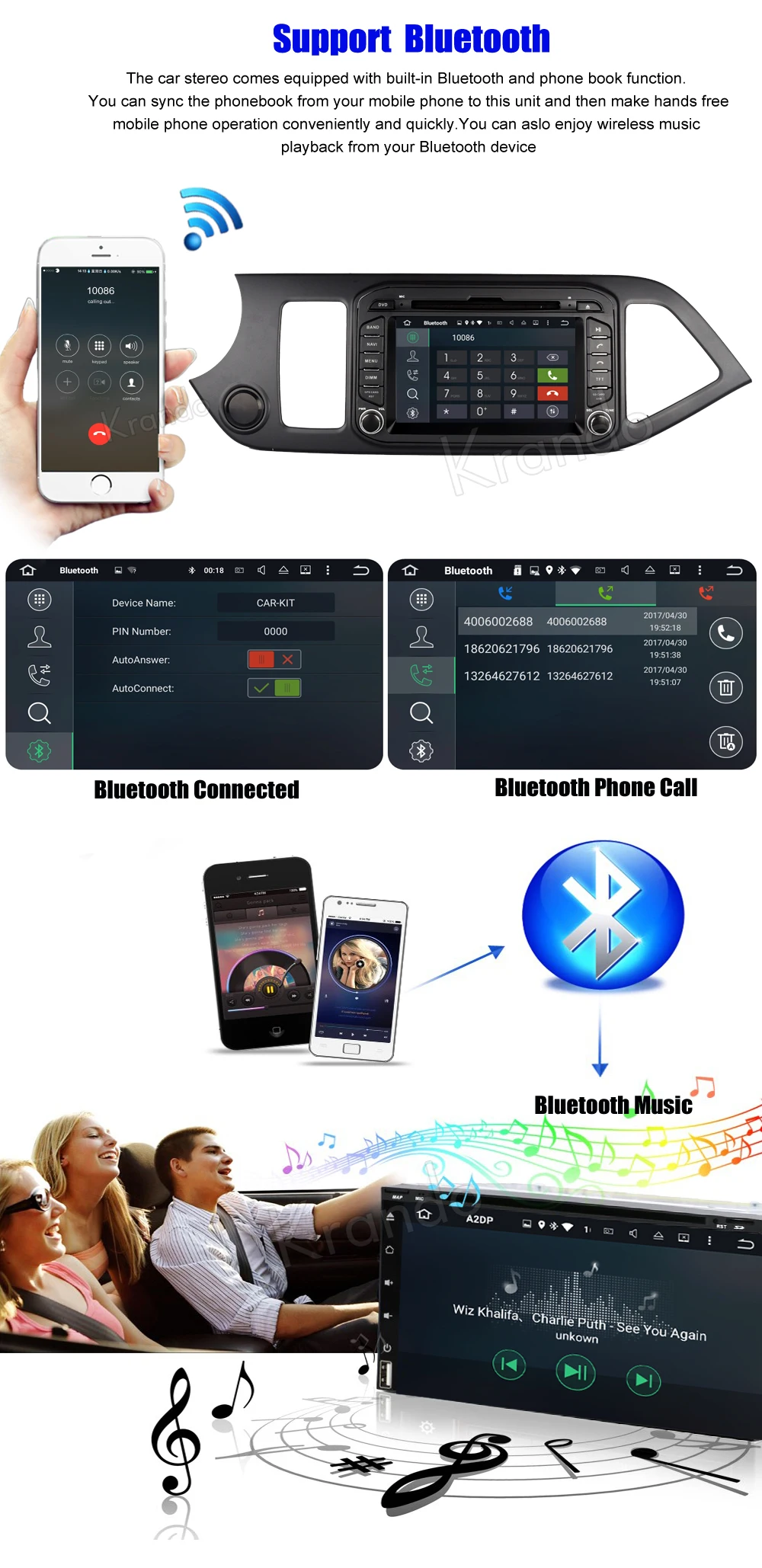 Excellent Krando 8" Android 8.0 car dvd audio player for Kia Picanto Morning 2011+ entertainment gps navigation syatrm playstore WIFI OBD2 4