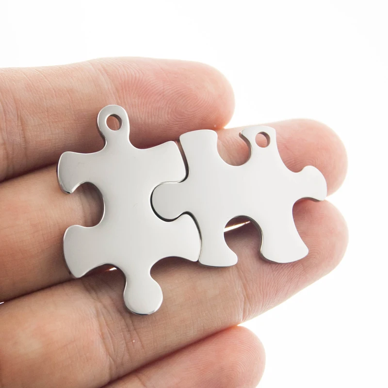 

Puzzle necklace pendant blank customized puzzles jigsaw couple charms Pendant for personalized stainless steel DIY Jewelry