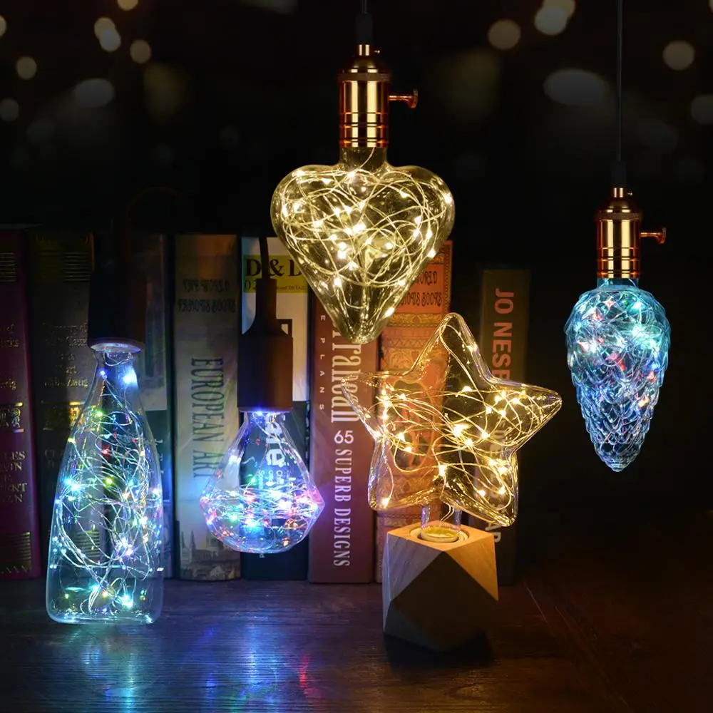 

Holiday LED Bulb Vintage LED Copper Wire Filament lamp E27 110V 220V Colorful Home Romantic Christmas Wedding Decoration light