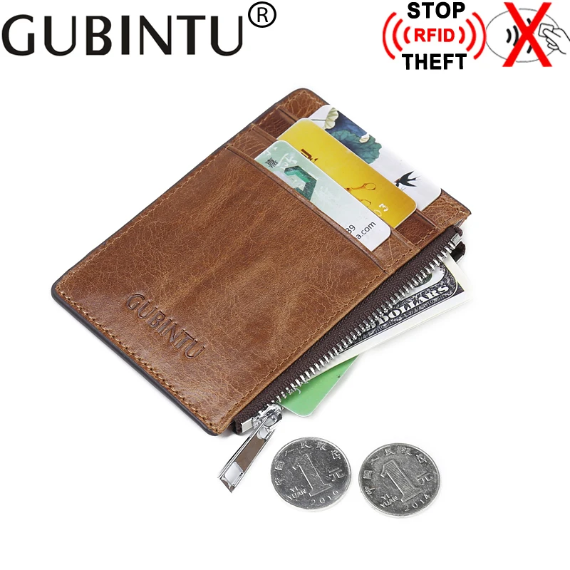 Модный кошелек Rfid из натуральной кожи Мини кошельки на молнии держатель для карт