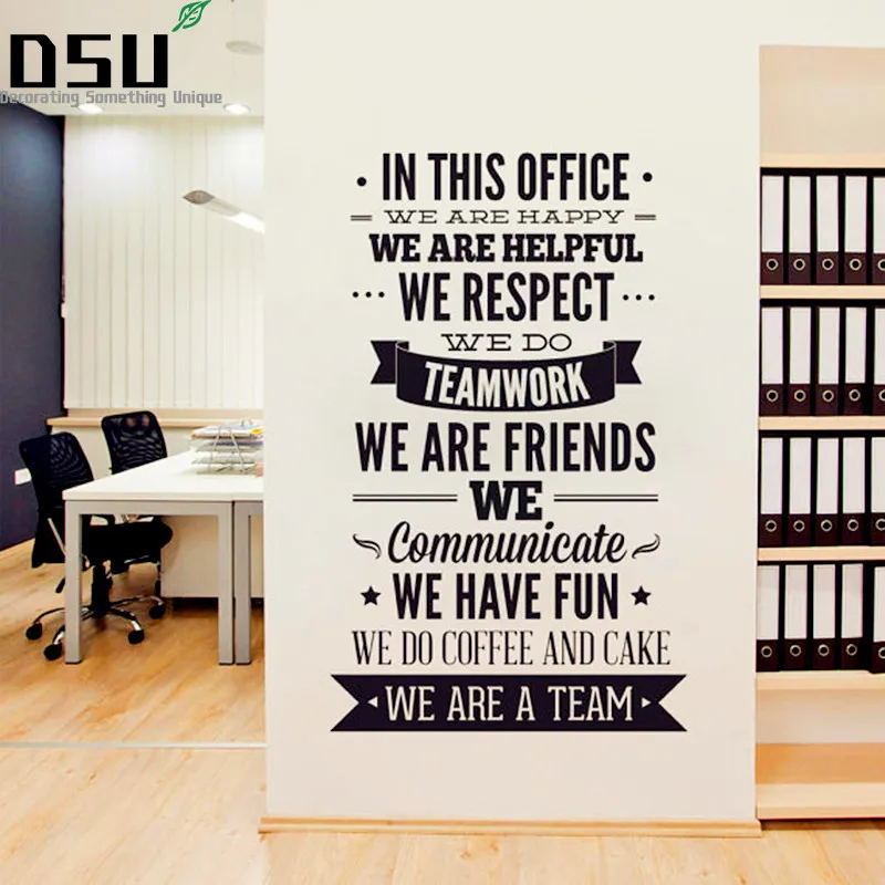 

Large Size Quotes Wall Sticker - Office Rules Vinyl Decals " We Are A Team" Increase Team Cohesion 3D Decal Office Home Decor