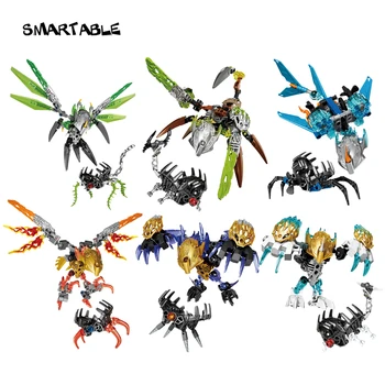 

Smartable BIONICLE 6 pcs/set Jungle Stone Water Earth Ice Fire Figure Building Block Toys For Boy Compatible All Brands BIONICLE