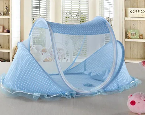 US Portable Foldable Baby Kids Infant Bed Dot Zipper Mosquito Net Tent Crib