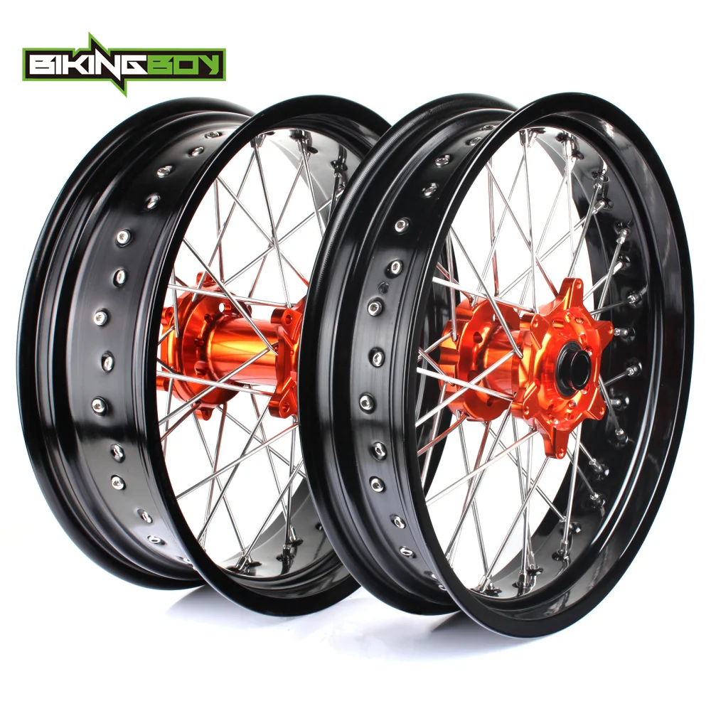 BIKINGBOY 3.5*17 4.25*17 Supermoto Wheels Rims Hub For KTM 125 525 250 300 350 400 450 EXC EXC F