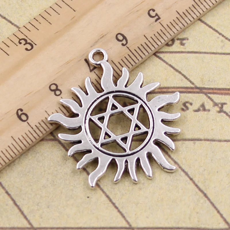 8 шт. Подвески Sun Star Of David Hexagram 34x31 мм античные серебряные цветные Сделай Сам