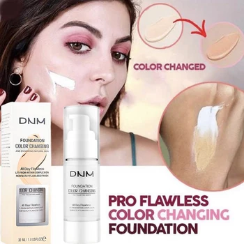 

30ml DNM Color Changing Liquid Foundation Face Makeup Base Warm Skin Tone Nude Face Moisturizing Full Cover Concealer