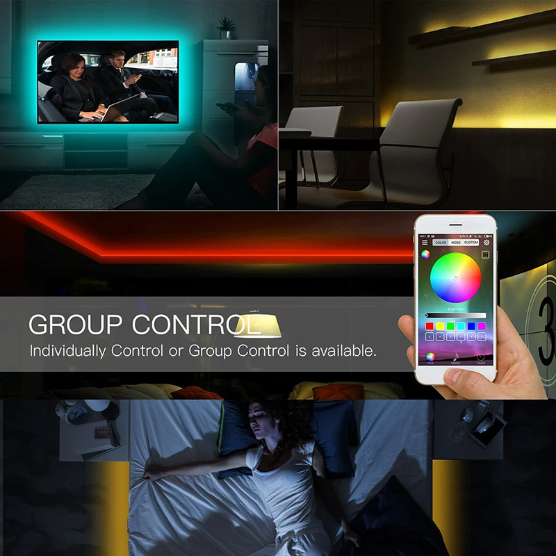 HKKZI 5V USB Светодиодная лента 5050 RGB Водонепроницаемый 0.5M 1M 2M 3M 4M 5M Bluetooth контроллер Wifi