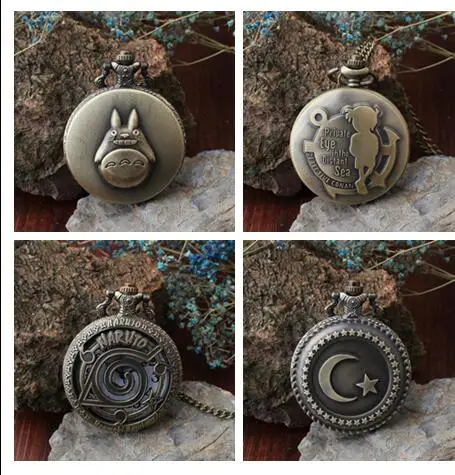 

Animation cartoon totoro Ninja conan stars of the moon quartz bronze pendant Necklace pocket watches gift