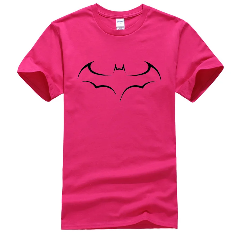 Мужская Повседневная футболка высокого качества из хлопка с забавным принтом Бэтмена, Мужская футболка с коротким рукавом, крутая футболка, мужские Забавные футболки, новинка - Цвет: rose Red
