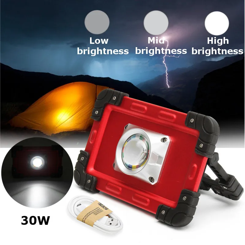 

30W USB COB 69 LED Floodlight Portable Rechargeable Battery Flood Light Spot Work Camping Touch Outdoor Lamp 500LM