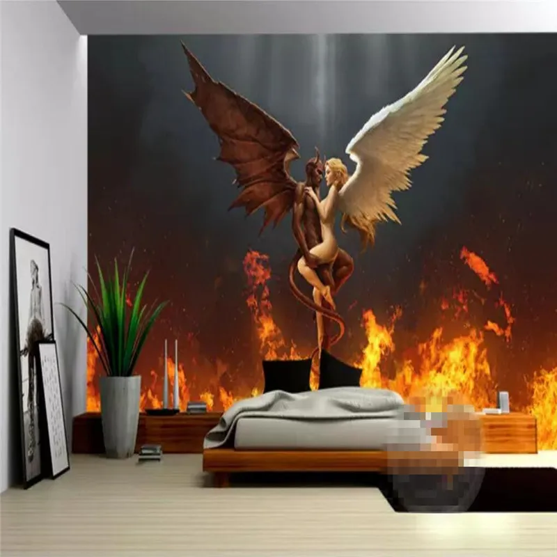 Modern Angel and Devil Love Hotel Couple Hostel Sexy Professional Make Mural Wholesale Wallpaper Custom Photo Wall Modern Angel and Devil Love Hotel Couple Hostel Sexy Professional Make Mural Wholesale Wallpaper Custom Photo Wall