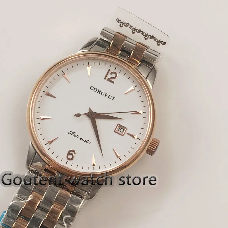 

40mm Debert Newest SS Rose Gold Case White Dial Automatic Men's Watch