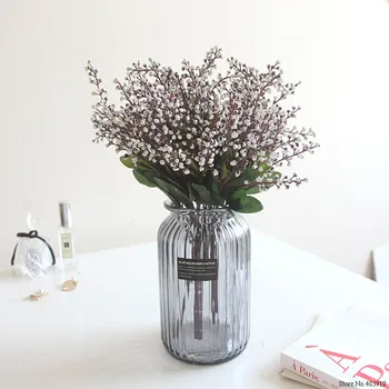 

1 Bouquet artificial flower 5 branches pastoral wind simulation flower plastic grass wheat powder wedding decoration for home