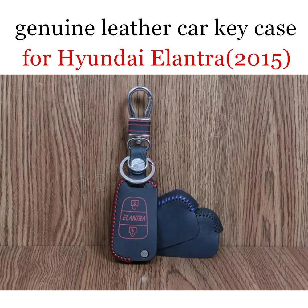 

Only Red factoty price car key case fit for Hyundai Elantra(2015) car key case sewing Hand car styling genuine quality leather