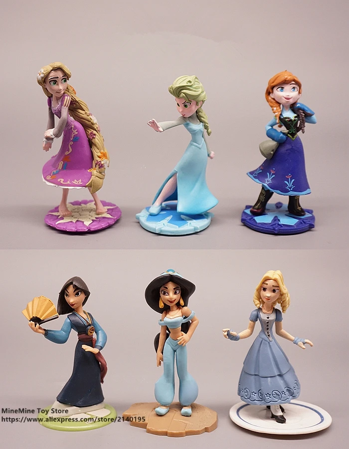 ZXZ Frozen Elsa Anna Jasmineprincess 9 см 6 шт./компл. экшн фигурка коллекция украшений аниме