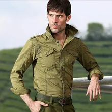 2017 mode männlichen werkzeugausstattungkurzschlüsse langhülse military losen hemd männlich plus größe beiläufige lose hemd männlich armee trend
