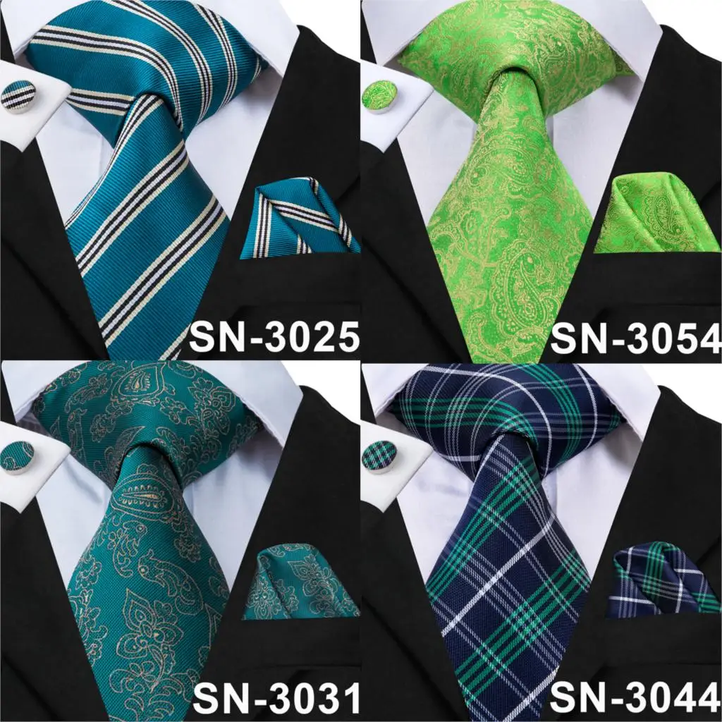 Мужские зеленые галстуки цветочный Галстук Пейсли Шелковый галстук Карманный квадратный набор для вечерние галстуки для бизнеса изумрудные Галстуки подарок Hi-Tie SN-3206