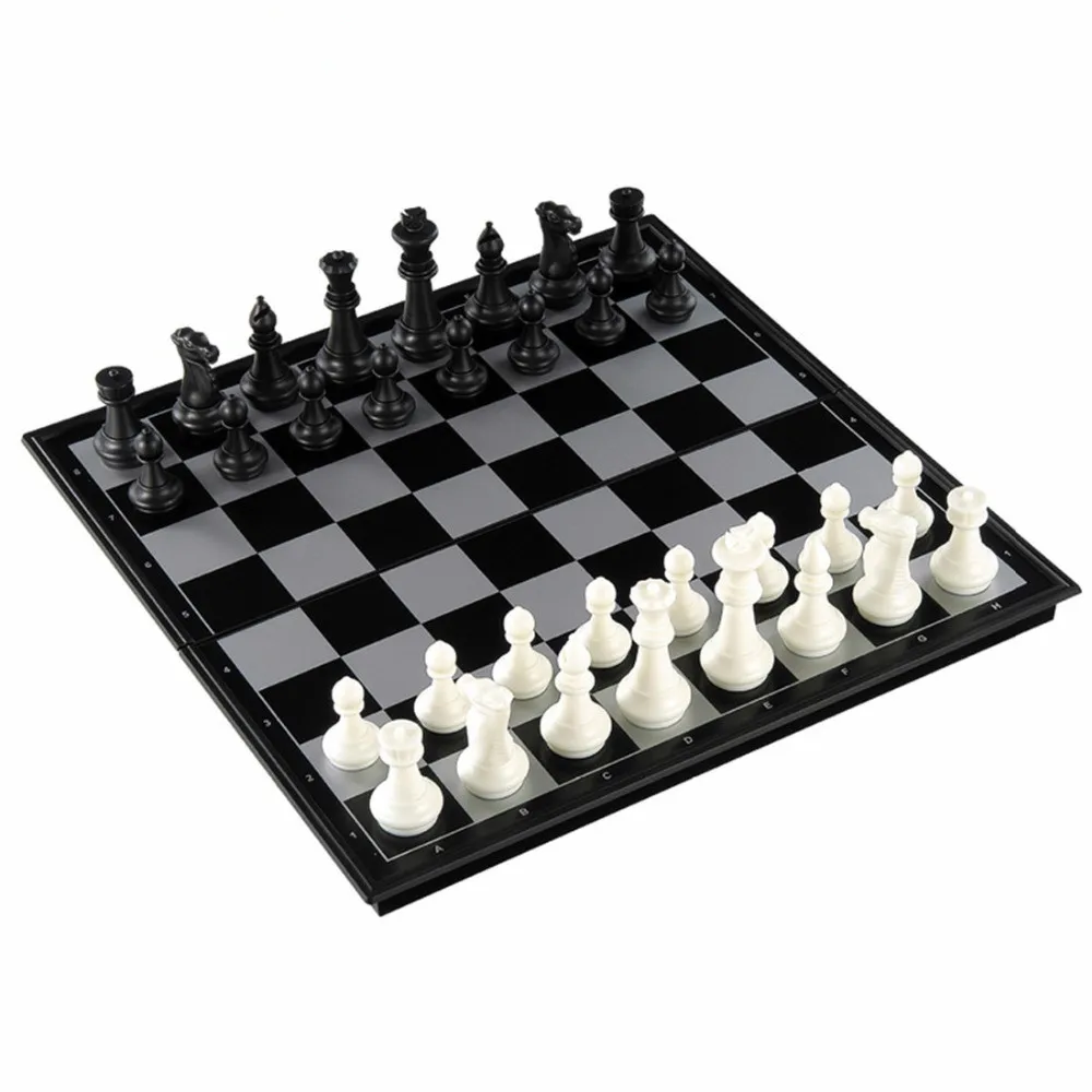 

3 In 1 Portable Folding Board Magnetic International Chess Backgammon Checkers Set Game Play Toy Chess Pieces Plastic