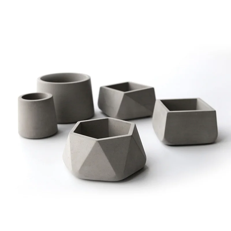 

Geometric concrete silicone flowerpot mold Decorative flowerpots with simple style customized design