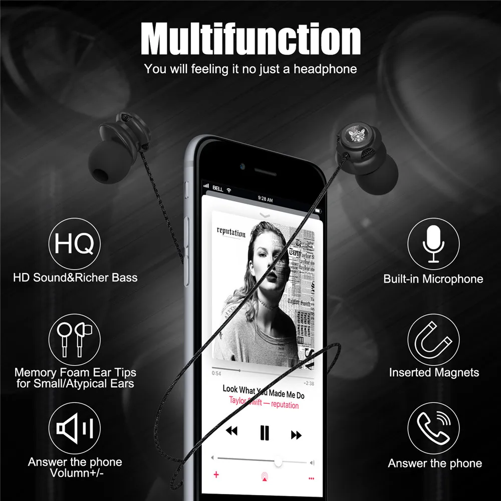 ONIKUMA A2 3.5mm In Ear Earphone Wired Heavy Bass Sound Quality Music Earbud Headset with Microphone for iPhone Samsung Mp3 Mp4 (6)