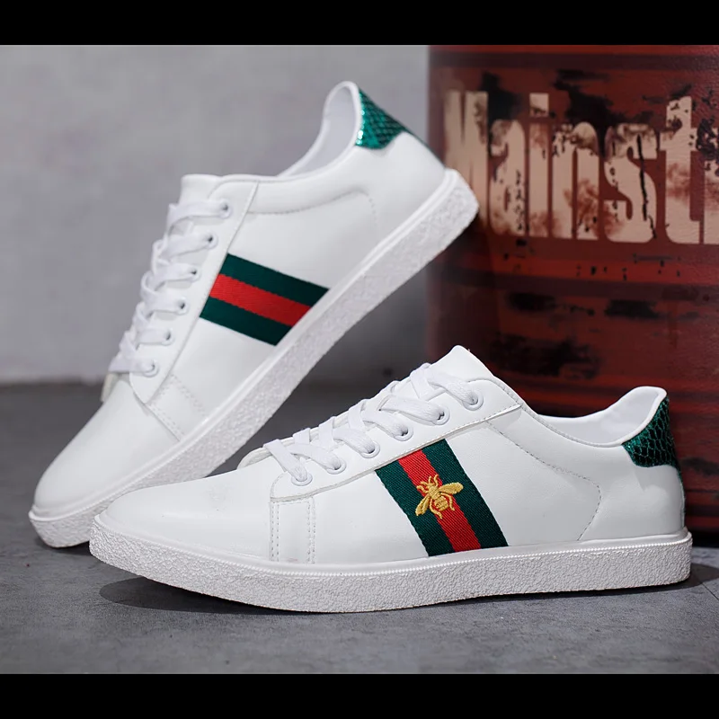 2017 New Hot Fashion Bee PU Leather Casual Men Shoes Men Valentine Shoes Breathable Zapatillas Zapatos