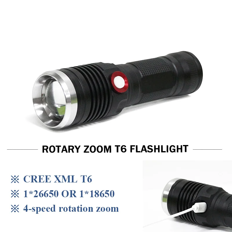 

Portable Powerful led flashlight zoom CREE XM L2 USB flashlight 18650 OR 26650 rechargeable battery waterproof lanterna Torch