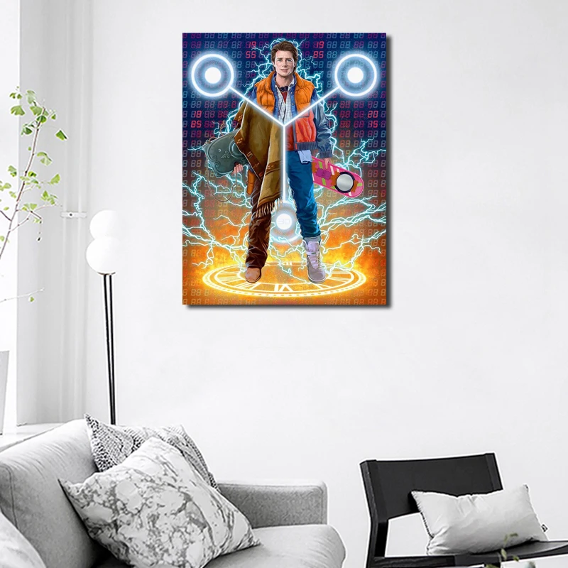 Назад в будущее Marty McFly Холст Плакаты печать украшение на стену живопись маслом