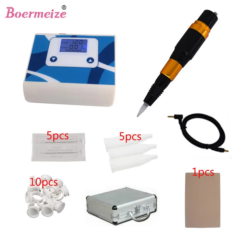 

Excellent Permanent Makeup Machine Eyebrow Makeup Kits Lips Rotary Swiss Motor Tattoo Machine Kit Practice Skin Needles