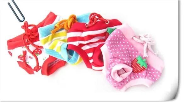 

10PCS/lot dog pants top quality pet dog physiological pants Strawberry pattern 4 colors Physiological pants sanitary panties