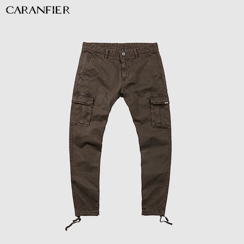 CARANFIER осенние мужские хлопковые брюки карго с несколькими карманами, брендовая одежда, уличная одежда, мужские повседневные штаны высокого качества, штаны для улицы - Цвет: Coffee
