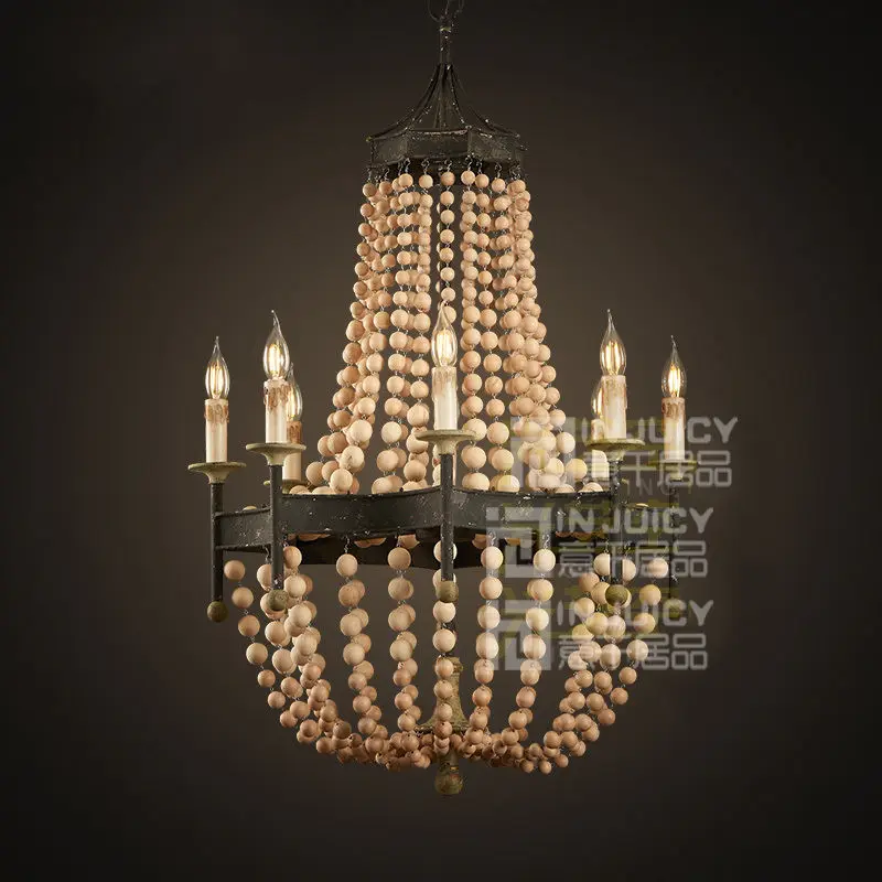 Edison Vintage Retro Nordic Wood Bead Iron Loft Club Light Ceiling Edison Vintage Retro Nordic Wood Bead Iron Loft Club Light Ceiling Lamp Droplight Fixtures Chandeliers Cafe Hall Home Decor In Pendant Lights From