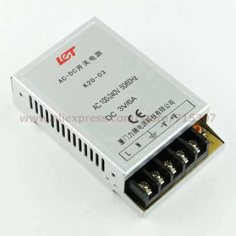 

Leetone K20-03 20w switching power supply 3V 6A high efficiency 100-240VAC input with OVP & OTP for 3 years warranty