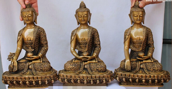 

007001 12" Tibet Bronze Shakyamuni Sakyamuni Medicine Buddha Dragon Phoenix Deer Statue