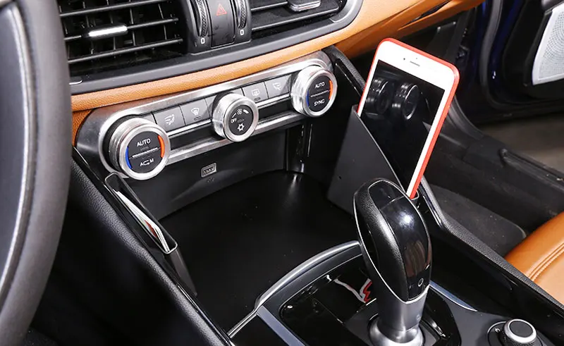 Для Alfa Romeo Giulia пластиковая центральная консоль ящик для хранения телефона карты лоток автомобильные аксессуары