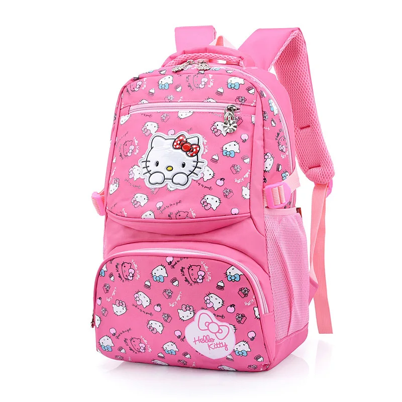 

New Korean Hello Kitty School Bag For Girls Cartoon Bow Cat Nylon Student School Backpacks mochila escolar