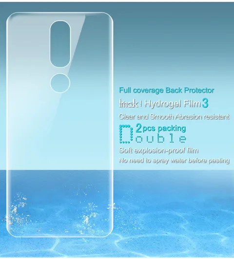 Imak Hydrogel III пленка для Nokia 7,1 Plus X71 8,1 защита экрана 2 шт полный охват передний, задний Защитный пленка не стекло - Цвет: back screen 2pcs