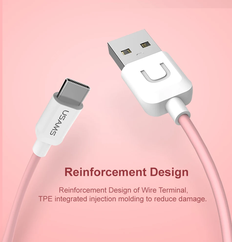 USAMS usb type-c кабель для Xiaomi 6 зарядное устройство кабель для мобильного телефона USB кабель для samsung s9 s8 Oneplus кабель для быстрой зарядки