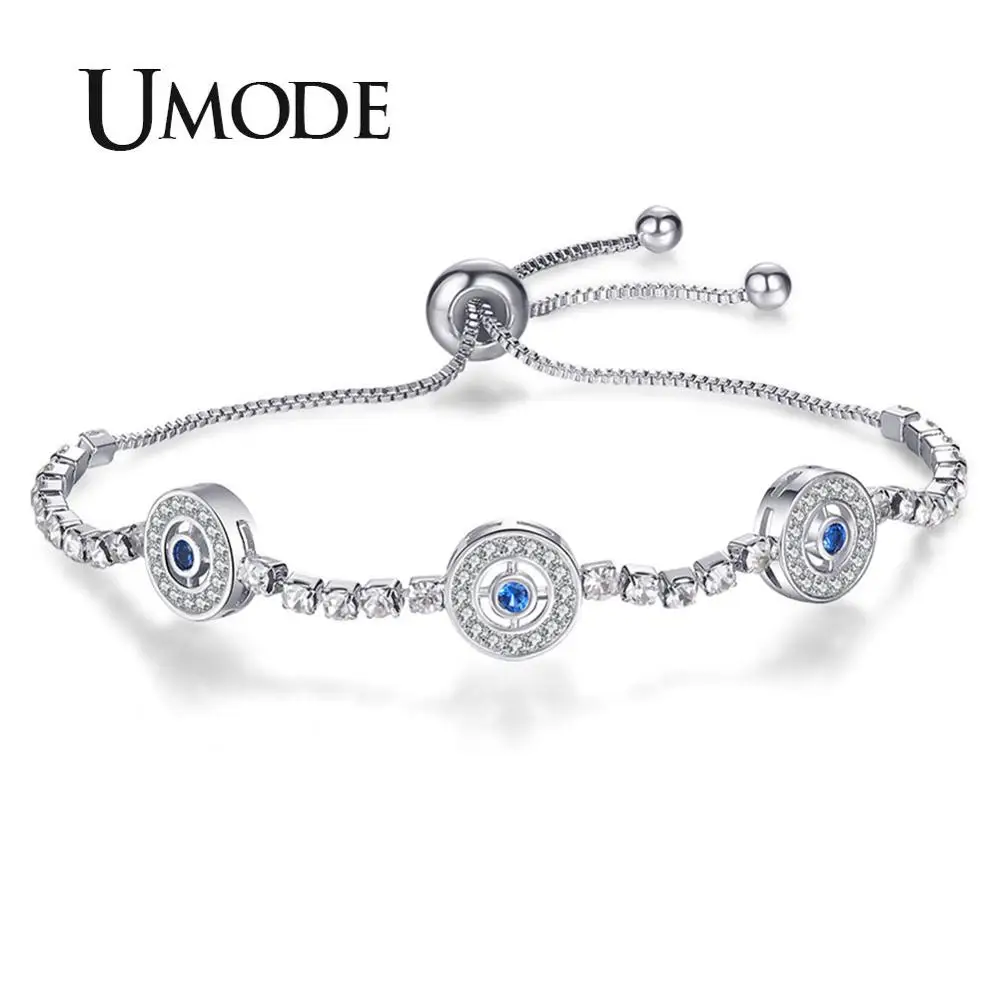 Женский браслет сглаза UMODE синий с круглыми Фианитами ювелирные изделия