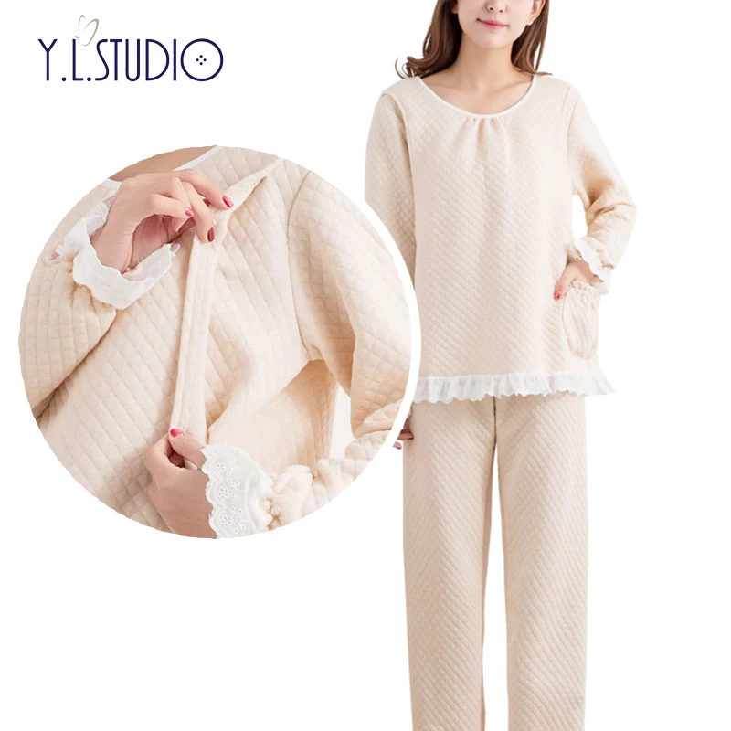 Maternity pajama set sleepwear pijama pregnant maternity suits breast feeding clothes long sleeve cotton pajama dress women Maternity pajama set sleepwear pijama pregnant maternity suits breast feeding clothes long sleeve cotton pajama dress women