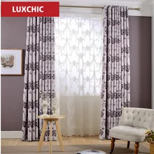 Luxury Rustic Pink Ceiba Printed Cotton Linen Curtains for Living Room Modern Bedroom Window Curtains Drapes Panels Custom Made