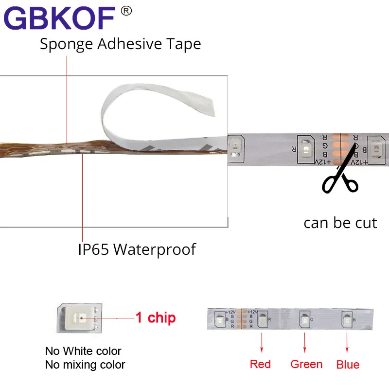 5 м 300 светодиодов не водонепроницаемый RGB светодиодный светильник 2835 12 В постоянного тока 60 светодиодов/м Гибкий Светильник ing лента Белая/теплая белая/синяя полоса