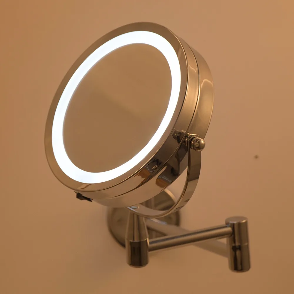  Bath Mirror Led Cosmetic Mirror 1X/3X Magnification Wall Mounted Adjustable Makeup Mirror Dual Arm 