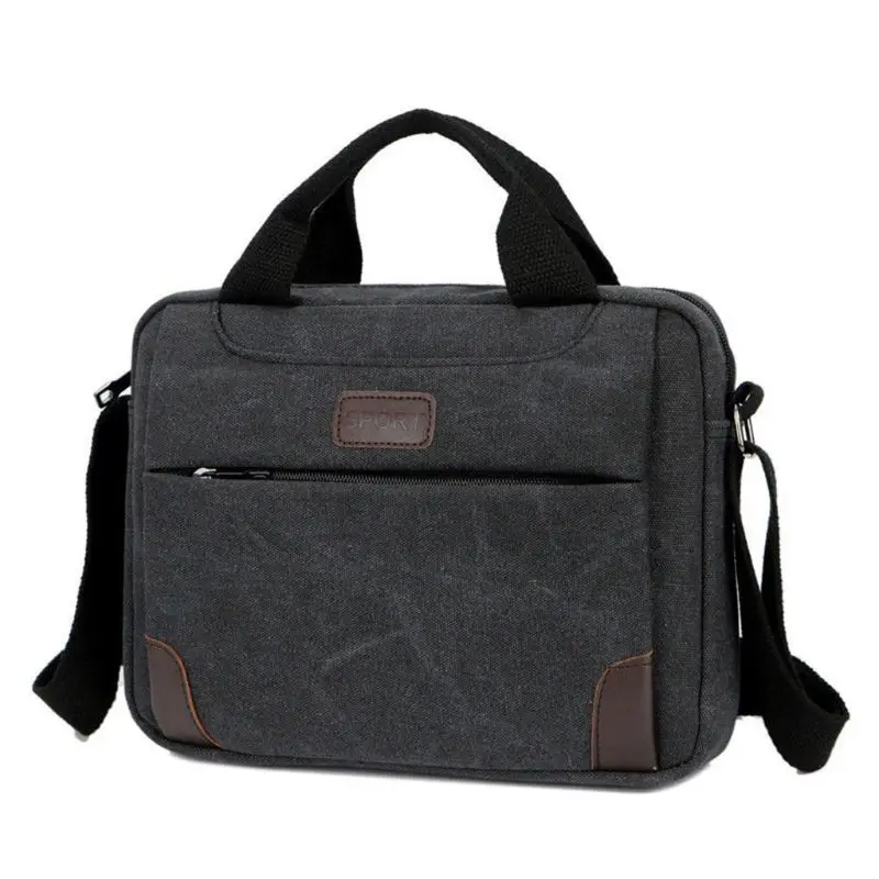 THINKTHENDO Мужская Холщовая Сумка через плечо, походная военная сумка-мессенджер, сумка на плечо, сумка-портфель - Цвет: Black