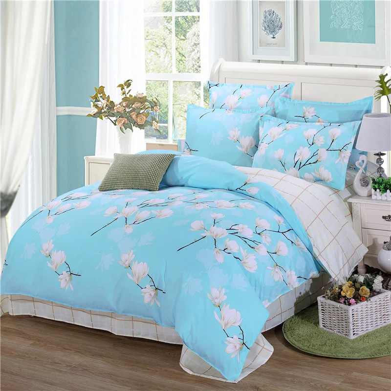 

duvet cover spring bedding AB side bed set (duvet cover+flatsheet+2pillowcase) 4pcs bedding set Pastoral bedcloth Adult home bed