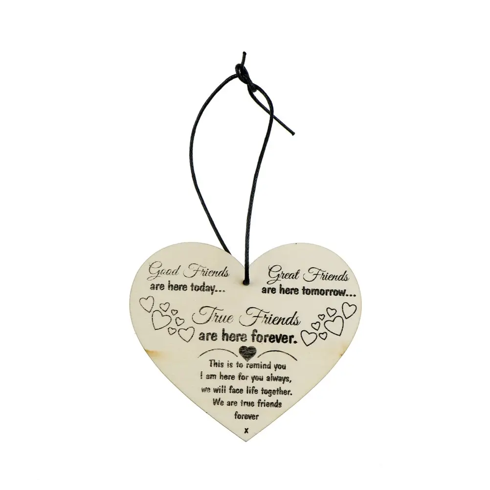 1 Pcs Love Heart Shape Christmas Tags Friendship Sign Gift Pendant Wine Tags Hanging Decor Wooden Chic Plaque Decor