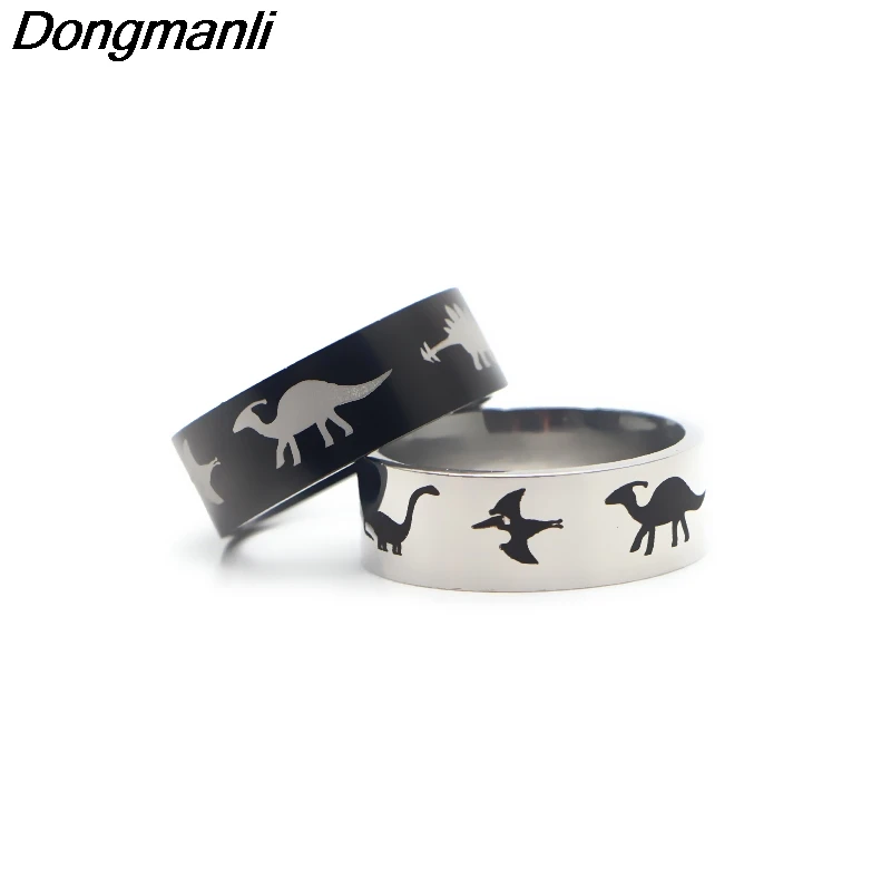 

P3124 Dongmanli Fashion Mens Ring Jurassic Park Dinosaur Stainless Steel Cool Ring Size 6 7 8 9 10 11 12 13