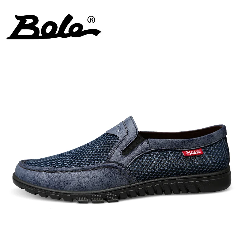 

BOLE Summer Mesh Breathable Shoes Large Size 36-47 Men Light Weight Casual Shoes Rubber Sole Non-slip Flats Slip on Shoes