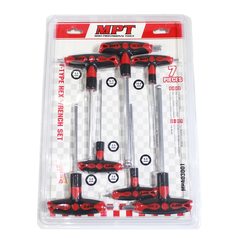 

JDSR 7Pcs Hexagon Socket Key With T-Handle Hex Flat Head and Ball Head Wrenches 2.5mm-10mm Torque Wrench Repair Hand Tools