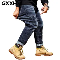GXXH негабаритных 40, 42, 44, 46 больших и высоких джинсов деним джинсы мужские сшивание большие карманы брюки джинсы для больших мужчин осень